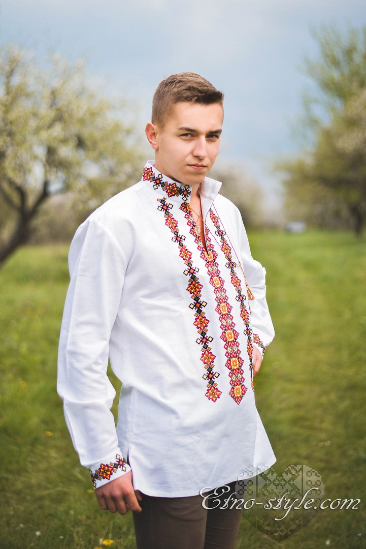 Men embroidered shirt Traditions of the Carpathian Mountains